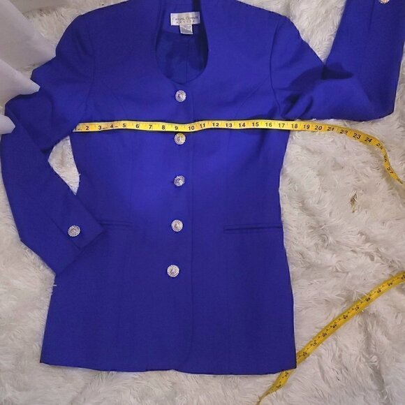 Casual Corner Purple/Gold Button Blazer & Skirt Set. Size 6P - Picture 14 of 16